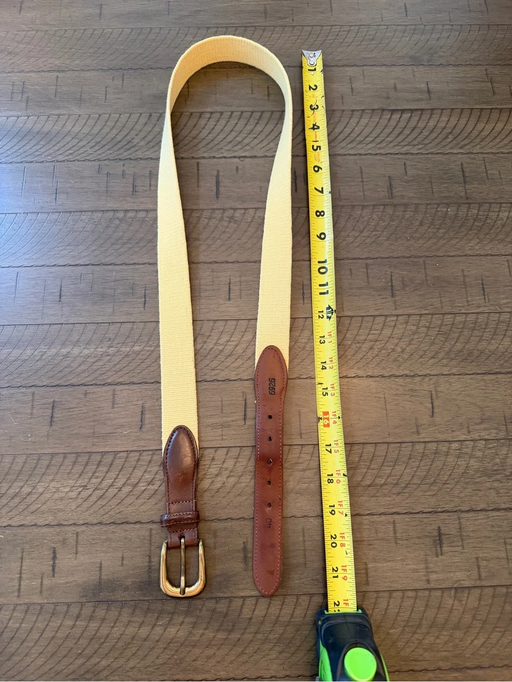 Torino Made in USA Men’s Yellow Canvas w/Brown Leather/Solid Brass Buckle #6926